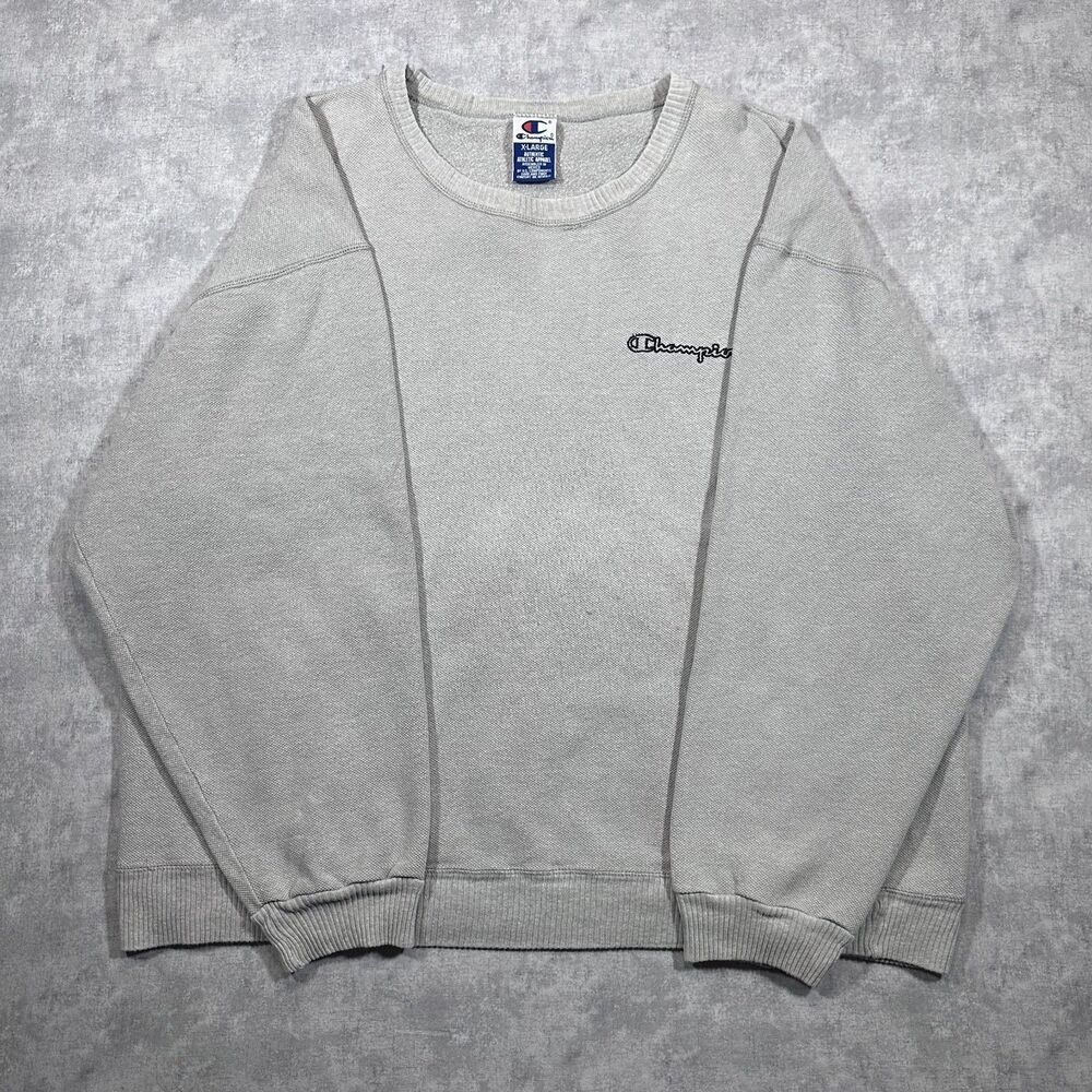 Vintage 90s Champion Knit Gray Mens Size XL Crewneck Pullover Sweatshirt